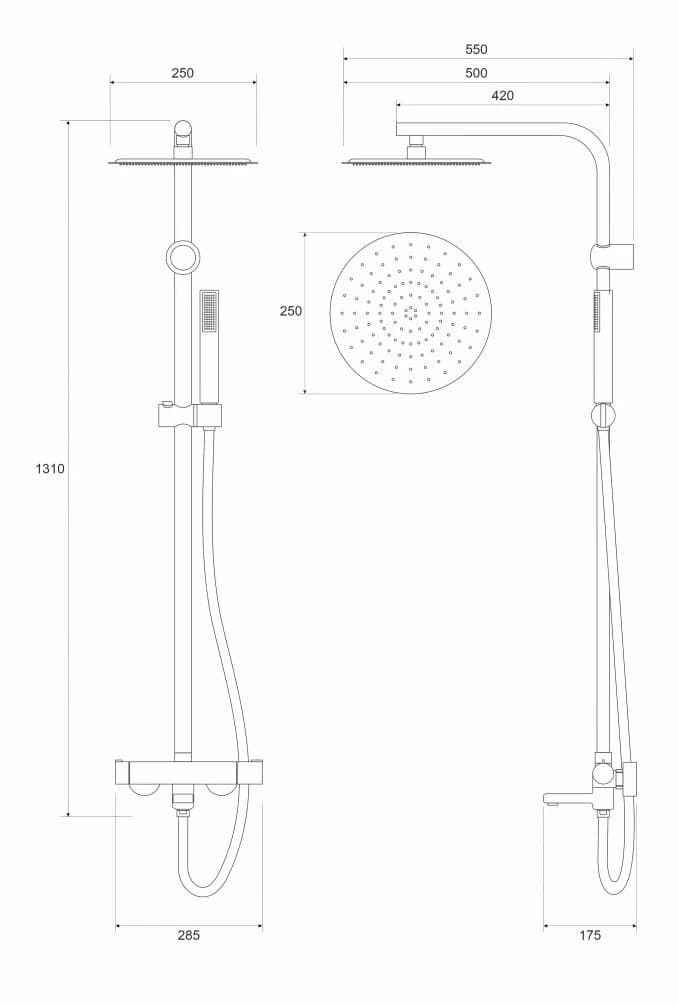 #C-01-110MB Baterija i usponski tuš sa izlivom COPEN NOOK mat crna okrugli set 2
