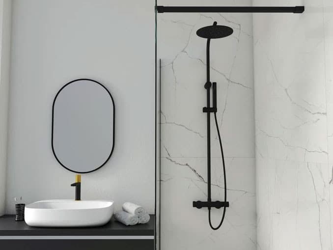 #C-01-112MB	Baterija i usponski tuš COPEN NOOK mat crna okrugli set 3