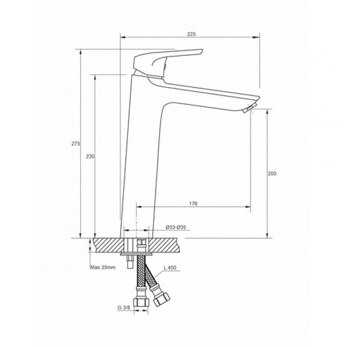 #4112XL Baterija za lavabo MINOTTI PRIMA visoka 2
