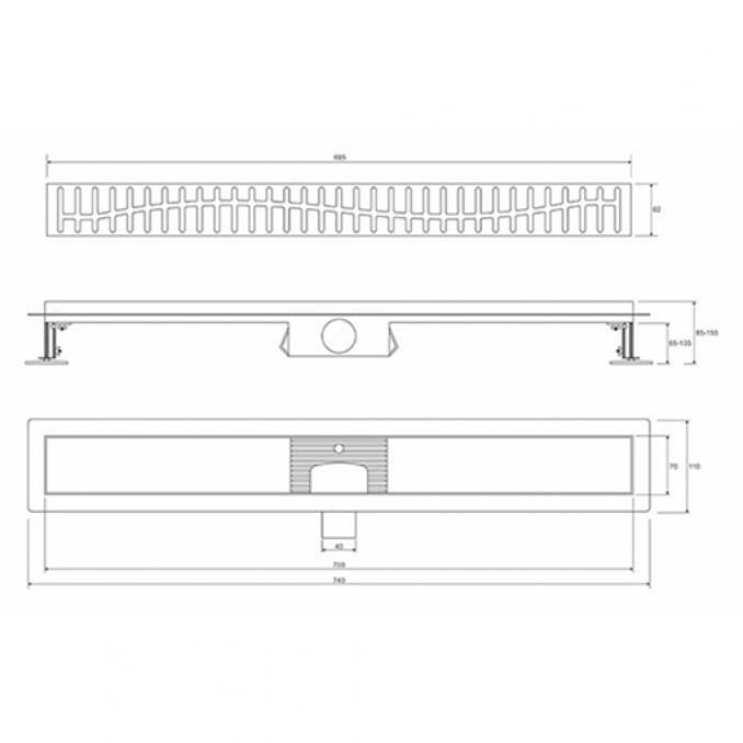 #PMW-700MB Tuš kanalica PROFIL M WAVE 700 teflon black 5