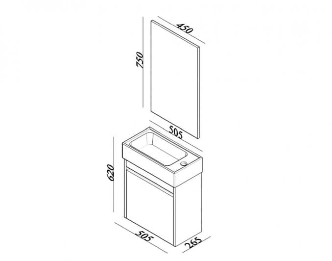 #MON0500W.BS Ormarić LINEART MOON 500 white sa lavaboom 3