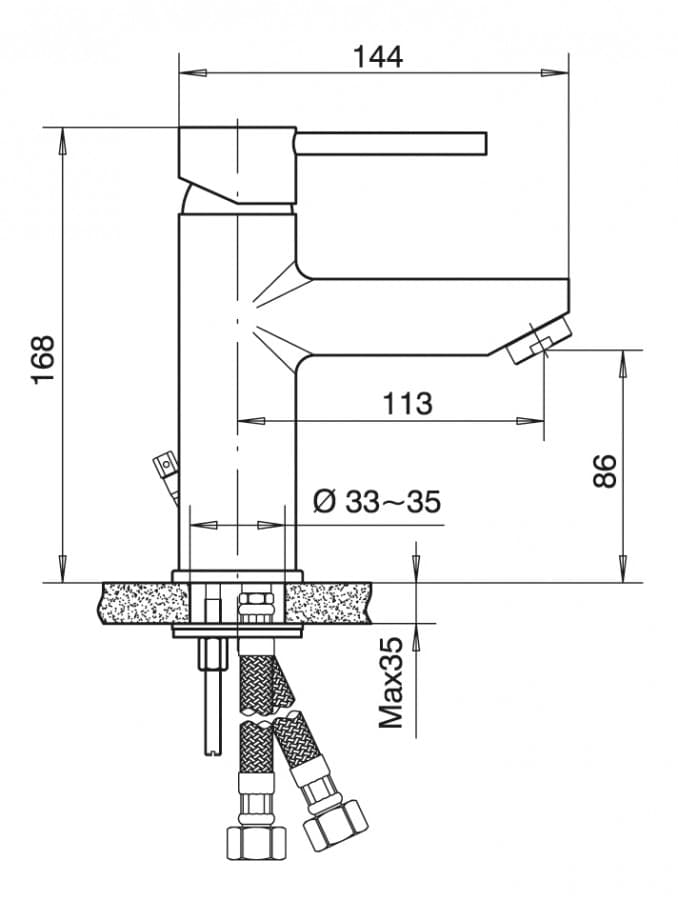 #6112 Baterija za lavabo MINOTTI TUBO 2