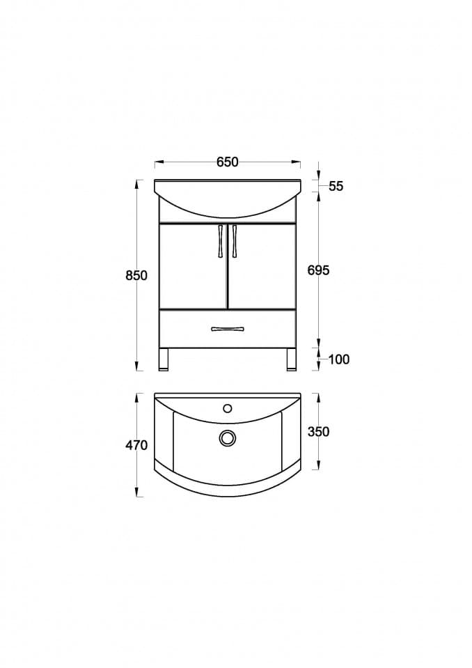 #0516 UNI Toaletni ormarić 65 sa lavaboom i soft close šarkama 2