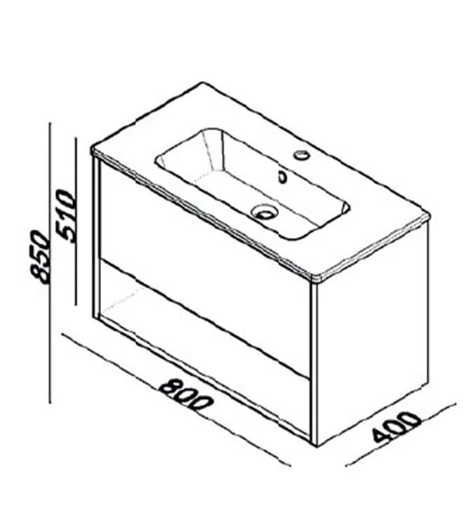 #NOV0800W.BS Ormarić LINEART NOVA 800 white sa lavaboom 2
