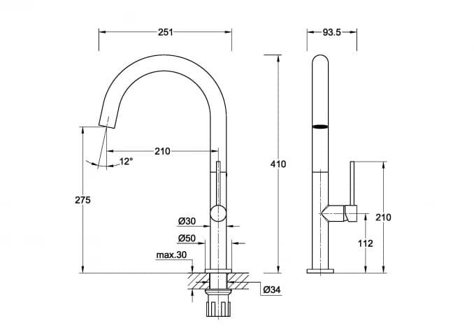 #C-01-200CR Jednoručna baterija za sudoperu COPEN SALT hrom 2