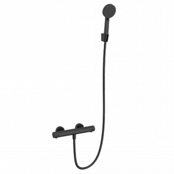 #C-01-502MB Termostatska baterija za tuš COPEN CoolTouch sa tuš setom mat crna