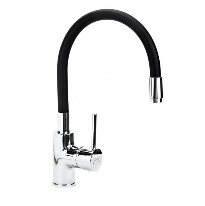 #6128B Baterija za sudoperu MINOTTI TUBO sa 2 cijevi gibljiva lula crna