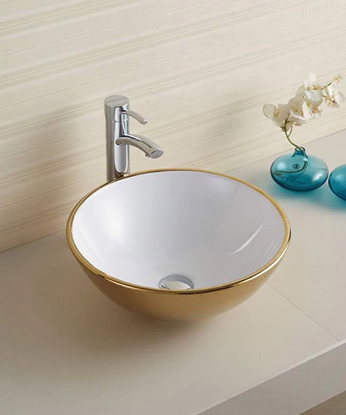 #C-15-202 Lavabo COPEN nadgradni 415x415x155 zlatno bijeli 2