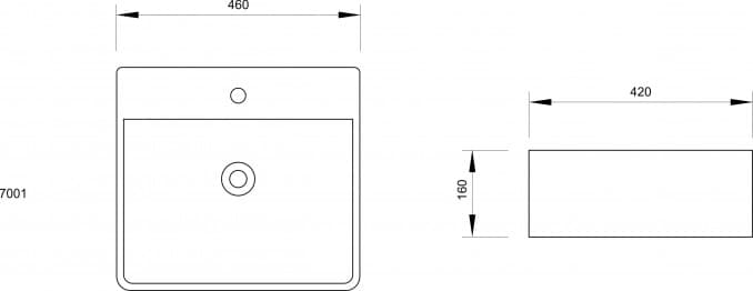 #7001 Lavabo nadgradni MINOTTI 460x420x160 sa otvorom za slavinu 4