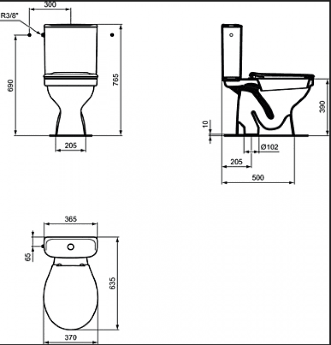 #W835801 Monoblok IDEAL STANDARD ULYSSE sa WC daskom plastične šarke - simplon 2