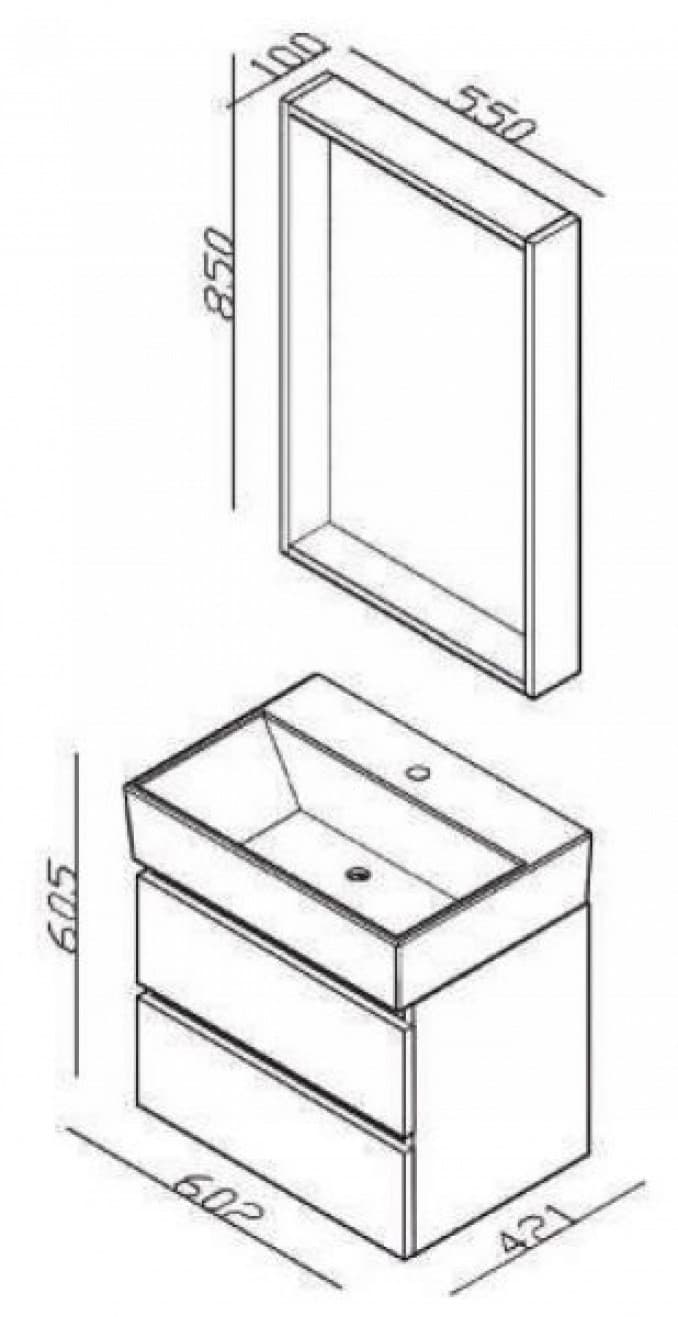 #PLA0600O.LD Ogledalo LINEART PLAZA 600 oak 3