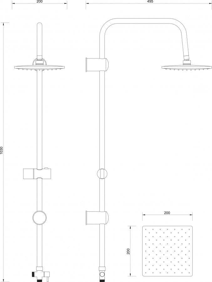 #MUT361 Usponski tuš MINOTTI četvrtasti komplet 2