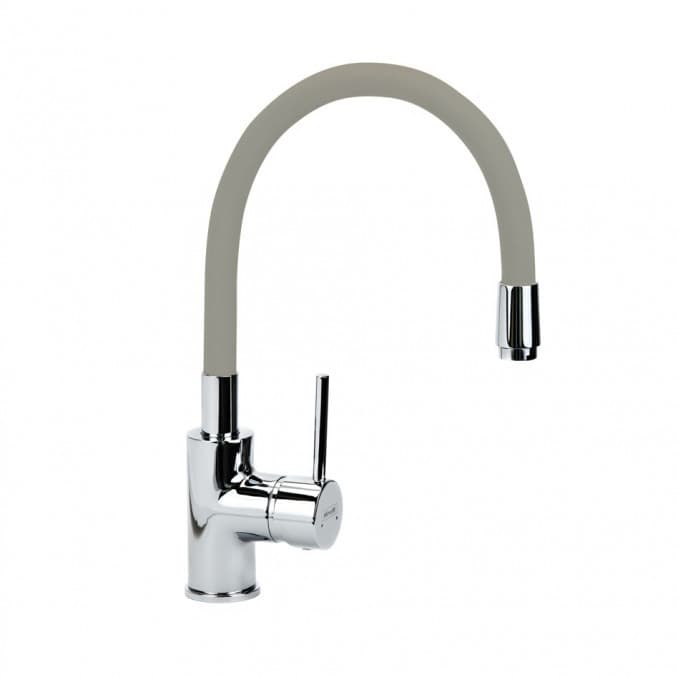 #6136LGR Baterija za sudoperu MINOTTI TUBO sa 2 cijevi gibljiva lula toplo siva