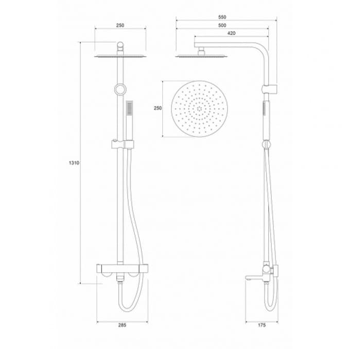 #C-01-110GM Baterija i usponski tuš sa izlivom COPEN NOOK gunmetal okrugli set 2