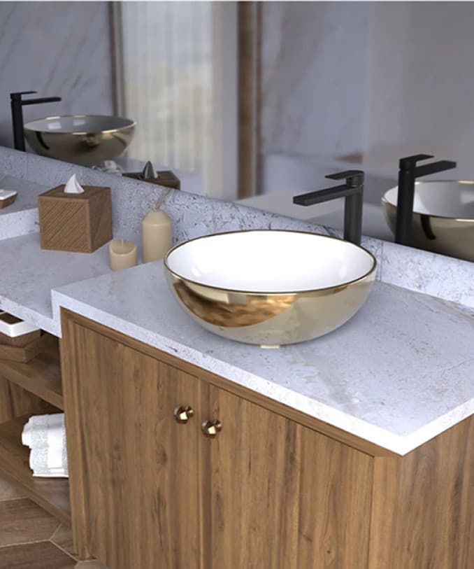 #C-15-202 Lavabo COPEN nadgradni 415x415x155 zlatno bijeli 3