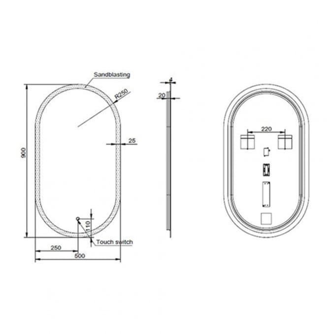 #H-204 Ogledalo MINOTTI 500x900 sa LED osvetljenjem 2