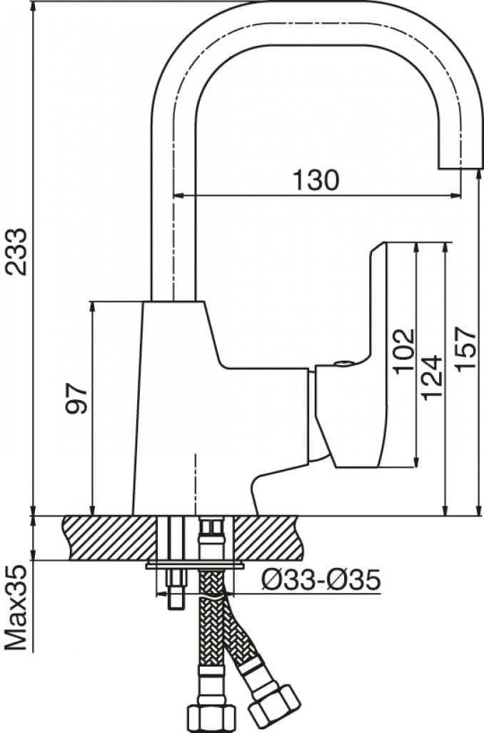 #4120 Baterija za lavabo MINOTTI PRIMA labud lula 2