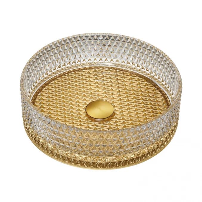 #C-15-001 Stakleni lavabo COPEN nadgradni fi400x125mm zlatno dno