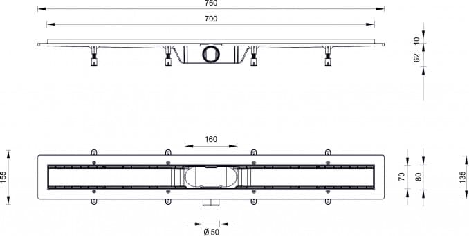 #STY-H-70-FF Tuš kanalica STYRON HARMONY 700 crna sa izolacijom 2