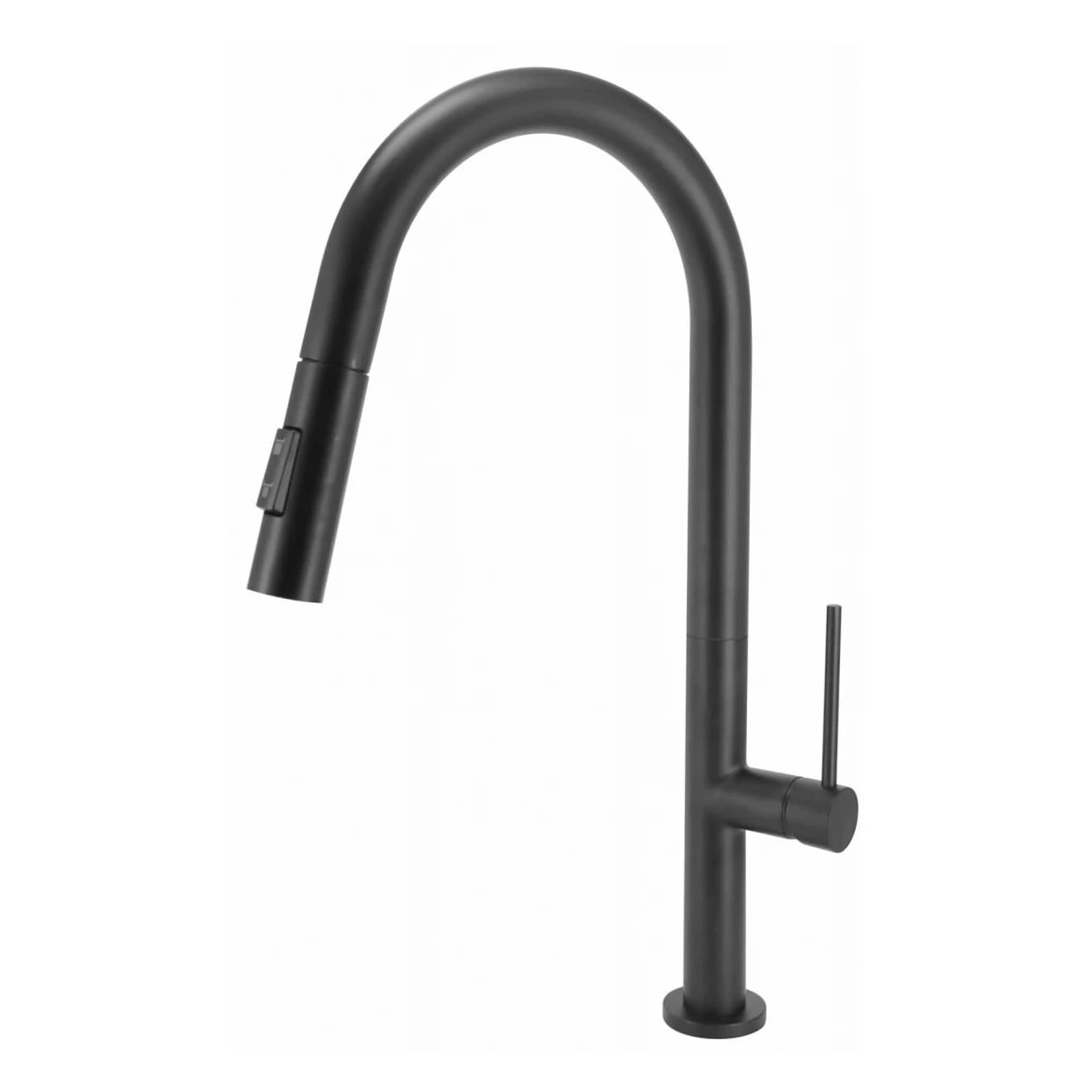 #C-01-201MB Jednoručna baterija za sudoperu COPEN SALT sa izvlačećim tušem 2F mat crna