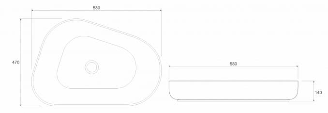 #C-15-219MB Lavabo COPEN nadgradni 580x470x140 asimetrièni matt black 2