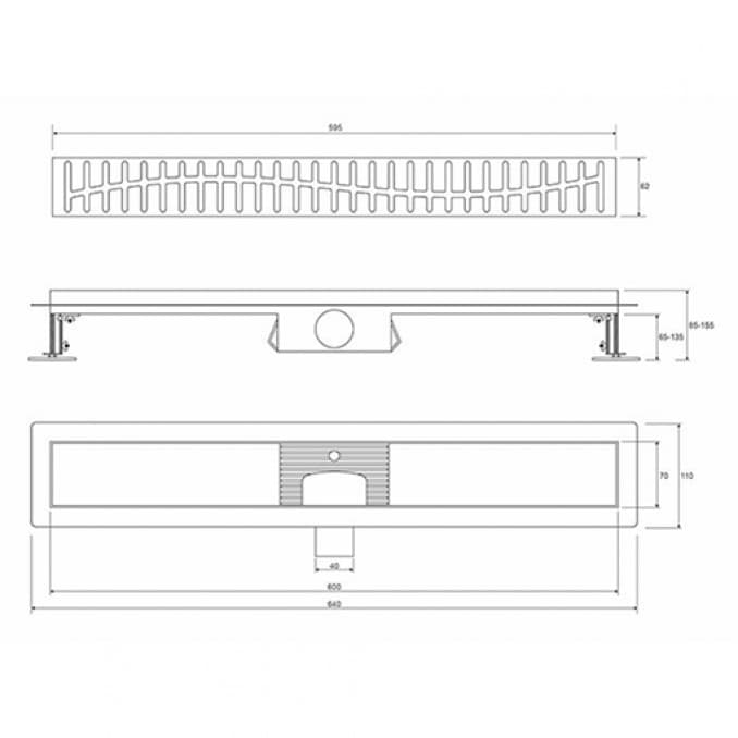 #PMW-600MB Tuš kanalica PROFIL M WAVE 600 teflon black 5