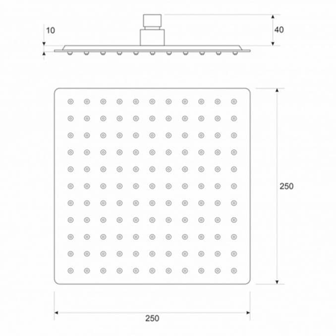 #C-05-5470MBSS Ruža tuša COPEN 250x250mm mat crna S/S 304 2