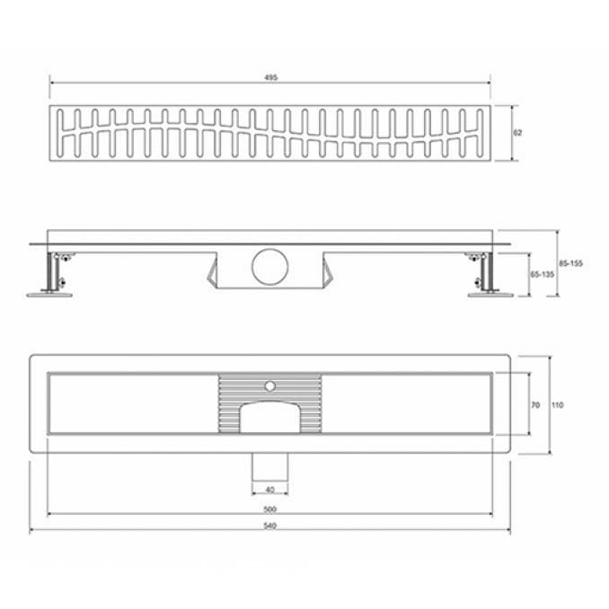 #PMW-500MB Tuš kanalica PROFIL M WAVE 500 teflon black 5