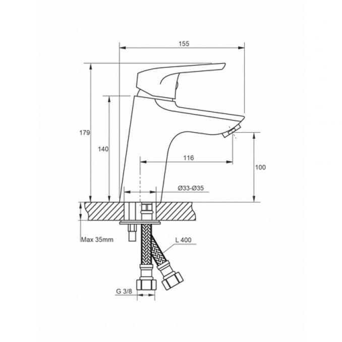 #4112M Baterija za lavabo MINOTTI PRIMA povišena 2