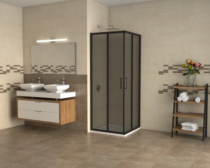 #C-02-B4910 Tuš kabina COPEN ATLAS BLACK 90x90x195cm staklo 6mm providno 2