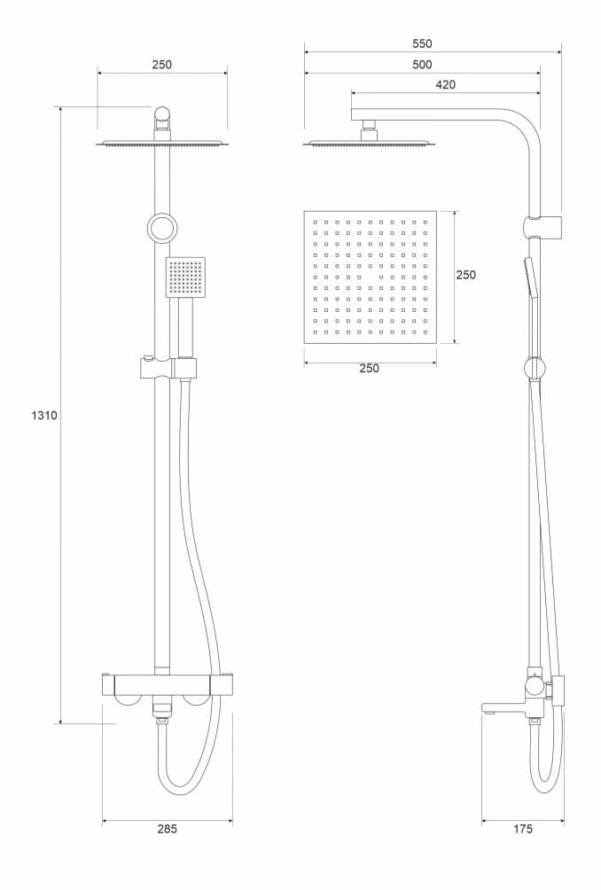 #C-01-111CR Baterija i usponski tuš sa izlivom COPEN NOOK hrom četvrtasti set 2