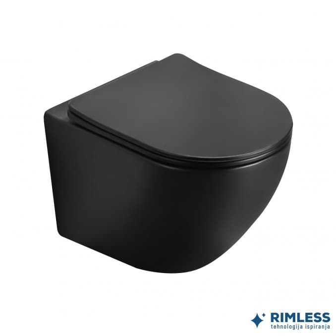 #MWH200MB Konzolna Šolja MINOTTI rimless mat crna sa soft close wc daskom