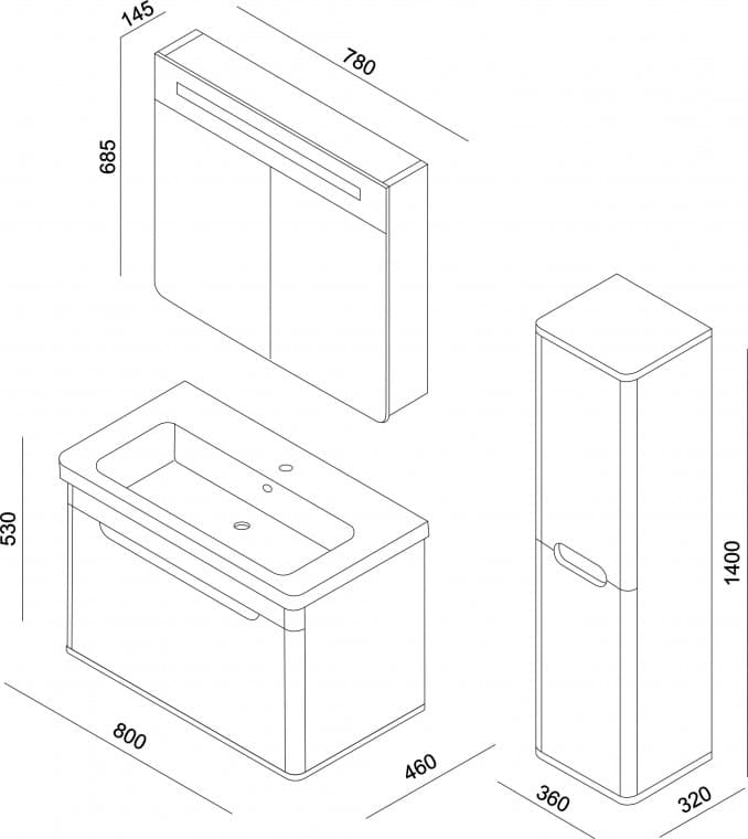 #WNG0800C.MR Ogledalo LINEART WING 800 cadiz 2