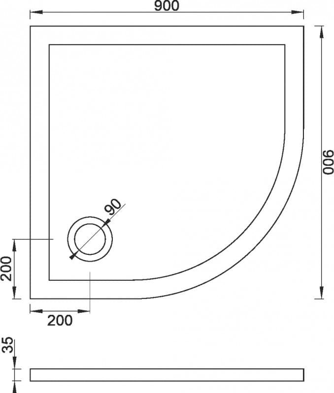 #C-11-9090R Tuš kadica COPEN SOLILUX R900x35 bez sifona 2