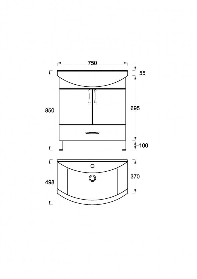#0519 UNI Toaletni ormarić 75 sa lavaboom i soft close šarkama 2