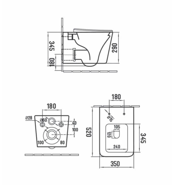#MWH400MB Konzolna šolja PULITO rimless mat crna sa duroplast soft close wc daskom 2
