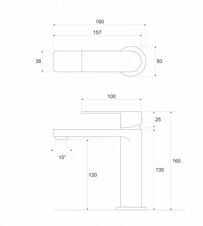 #C-01-100GM Baterija za lavabo COPEN NOOK ganmetal 2