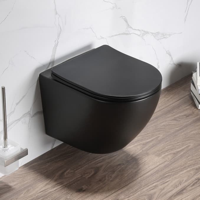 #MWH200MB Konzolna Šolja MINOTTI rimless mat crna sa soft close wc daskom 2