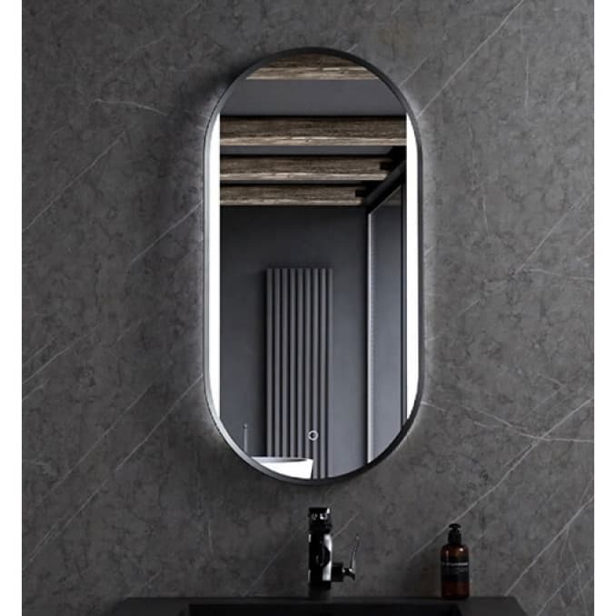 #C-06-104MB Ogledalo COPEN 500x900 sa alu ramom 20mm LED mat crno 2