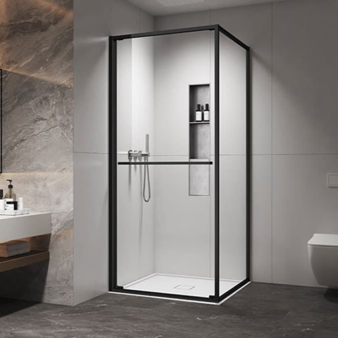 #C-02-B43K8001V Tuš kabina COPEN ATLAS PRO 1V 800x800x2000 mat crna. staklo 6mm providno 1