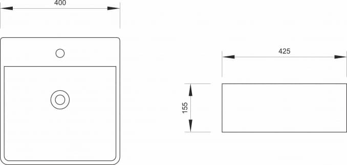 #7034 Lavabo nadgradni MINOTTI 400x425x155 sa otvorom za slavinu 3