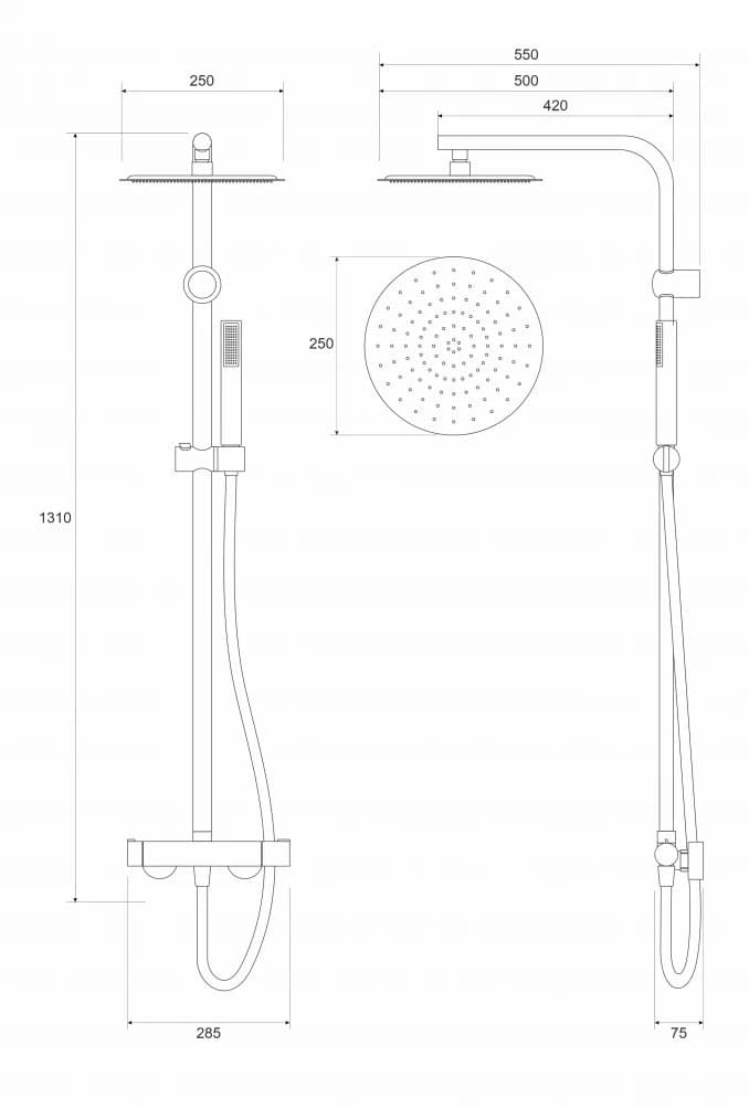 #C-01-112CR Baterija i usponski tuš COPEN NOOK hrom okrugli set 2