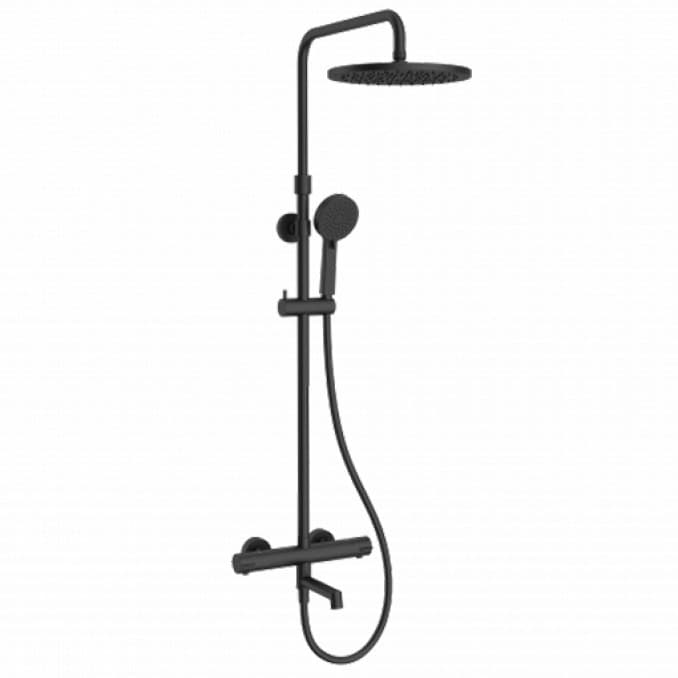 #C-01-503MB Termostatska baterija COPEN CoolTouch sa pomičnom lulom i usponskim tušem mat crna 1