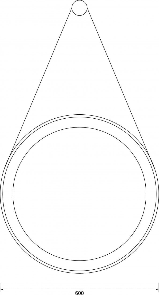 #H-001-60 Ogledalo MINOTTI fi 60 sa LED osvetljenjem i kožnim kaišem 2