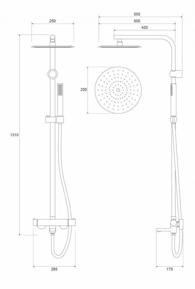 #C-01-110BTG Baterija i usponski tuš sa izlivom COPEN NOOK brušeno zlato okrugli set 2
