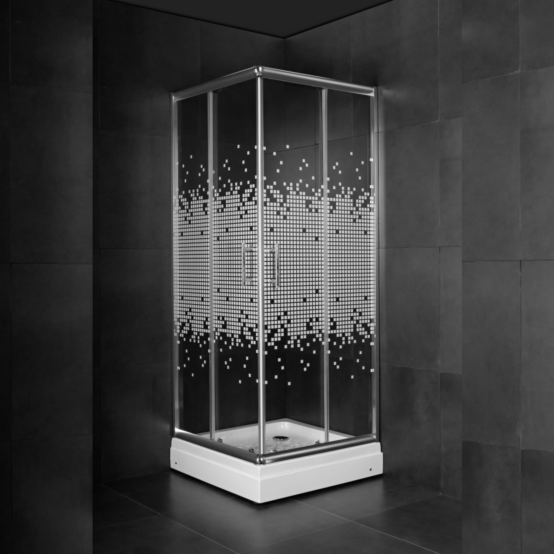 #JAK 5181 Tuš kabina kvadratna 80x80x185cm 5mm staklo sa kvadratićima 1