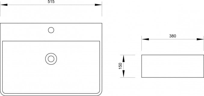 #7003 Lavabo nadgradni MINOTTI 515x380x150 sa otvorom za slavinu 2
