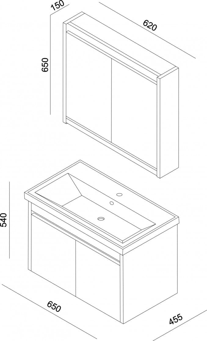 #MAR0650A.BS Ormarić LINEART MARS 650 atlantis sa lavaboom 3