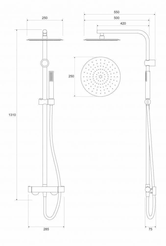 #C-01-112MB	Baterija i usponski tuš COPEN NOOK mat crna okrugli set 2