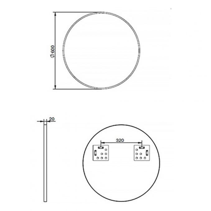 #H-005R Ogledalo MINOTTI fi600 sa alu ramom 20mm mat crno 2